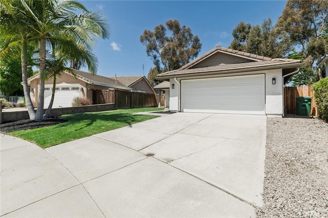 7969 Calle Madrid, Carlsbad, CA 92009 - ranch-style house with a garage, a tile roof, driveway, and stucco siding