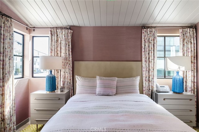 bedroom featuring wood ceiling