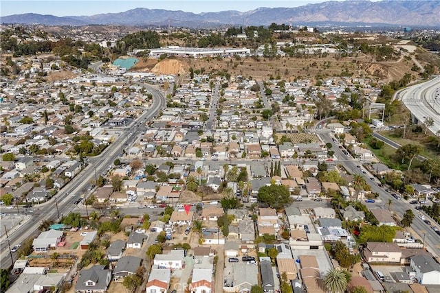 aerial view with a residential view and a mountain view