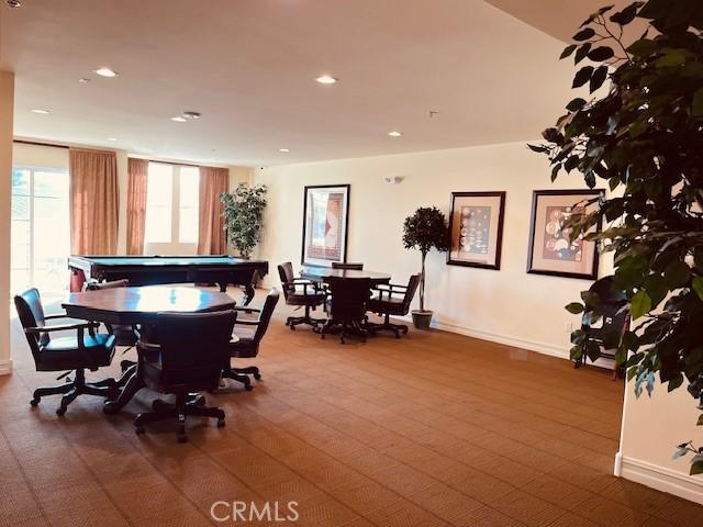 14242 Burbank Blvd Unit 103, Sherman Oaks, CA 91401 - game room with recessed lighting, carpet floors, and pool table