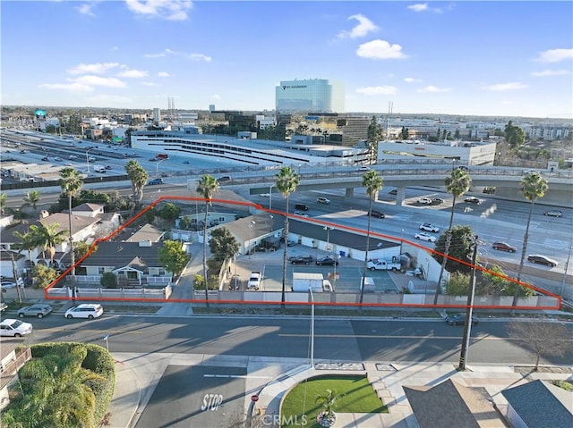 aerial view featuring a city view