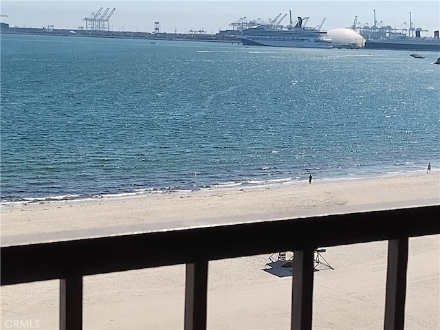 view of water feature featuring a view of the beach