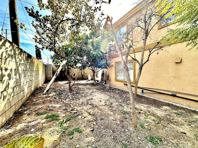view of yard featuring a fenced backyard