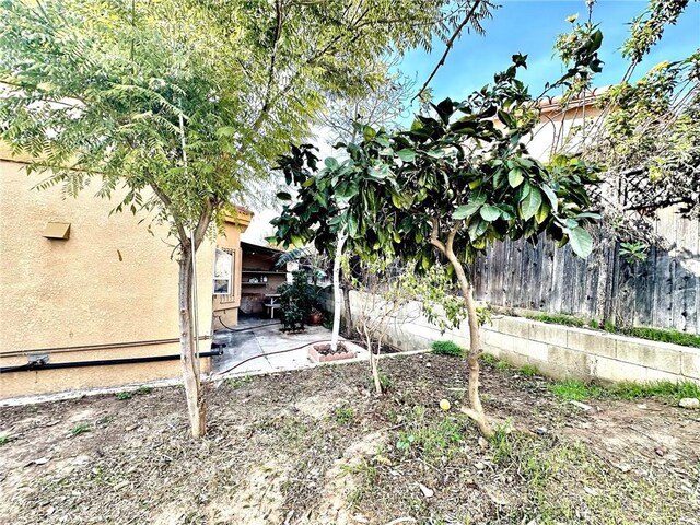 view of yard with a patio area and fence