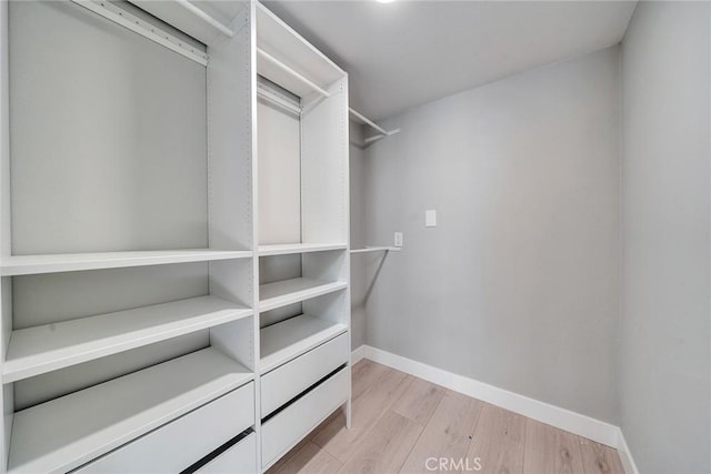 spacious closet with light wood-style flooring