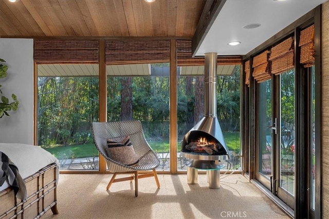 sunroom / solarium with wooden ceiling