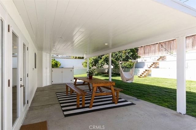 view of patio / terrace with outdoor dining area and a fenced backyard