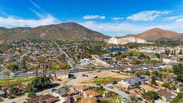 bird's eye view featuring a residential view and a mountain view