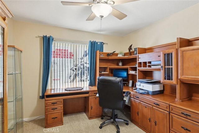 5020 Solitude Ct, Rancho Cucamonga, CA 91737 - office with light colored carpet, a ceiling fan, and healthy amount of natural light