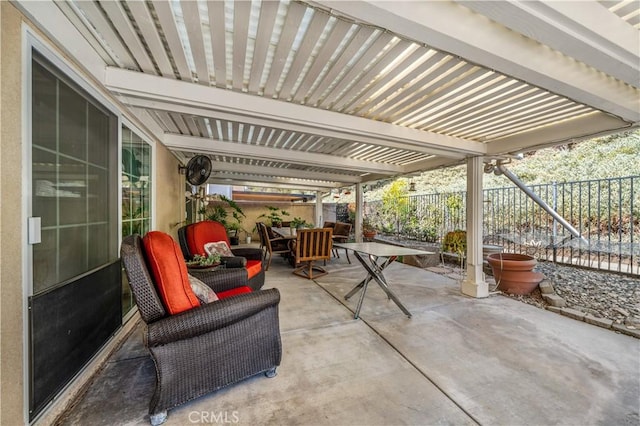 view of patio / terrace with outdoor dining area and a fenced backyard