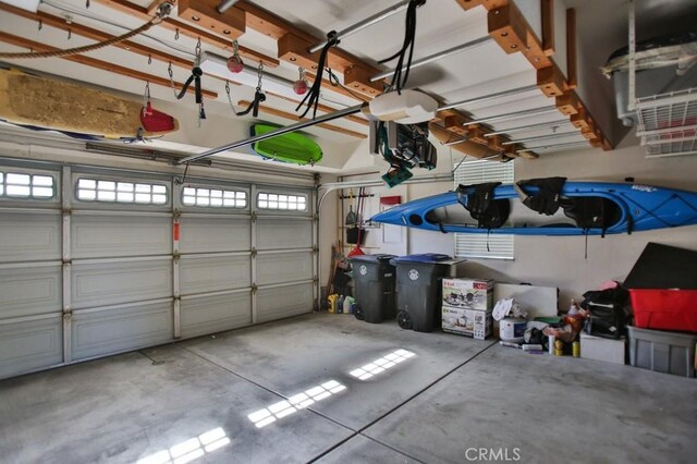 garage with a garage door opener