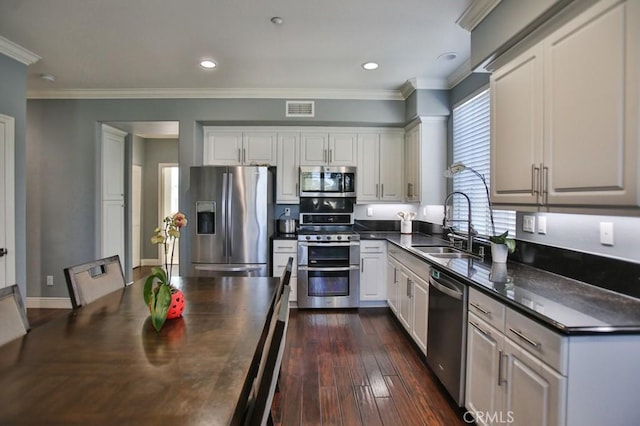 264 Blue Sky Dr, Tustin, CA 92782 - kitchen featuring visible vents, a wealth of natural light, stainless steel appliances, and a sink