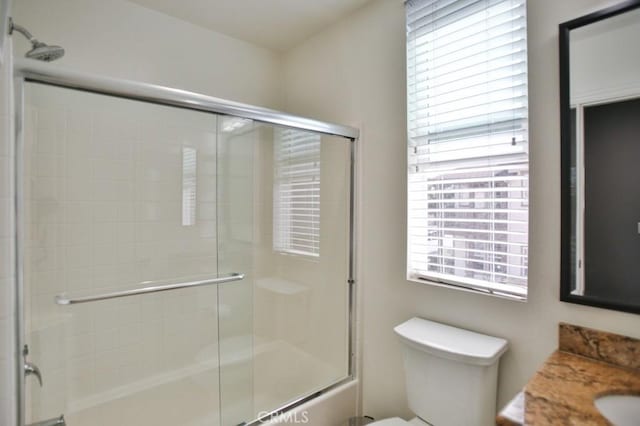 264 Blue Sky Dr, Tustin, CA 92782 - bathroom with combined bath / shower with glass door, vanity, and toilet