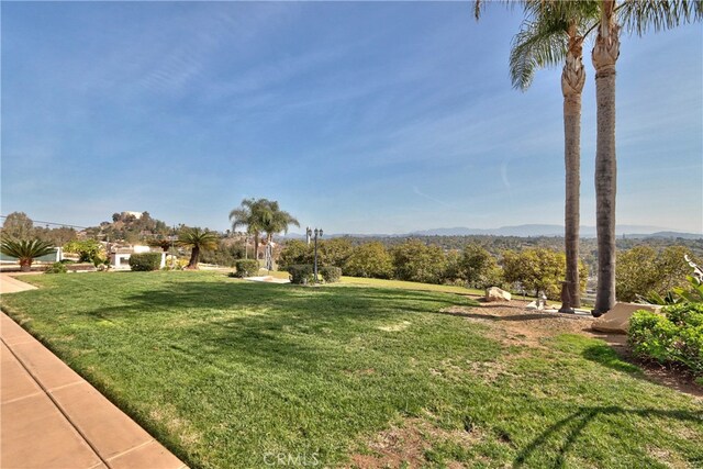 view of yard with a mountain view