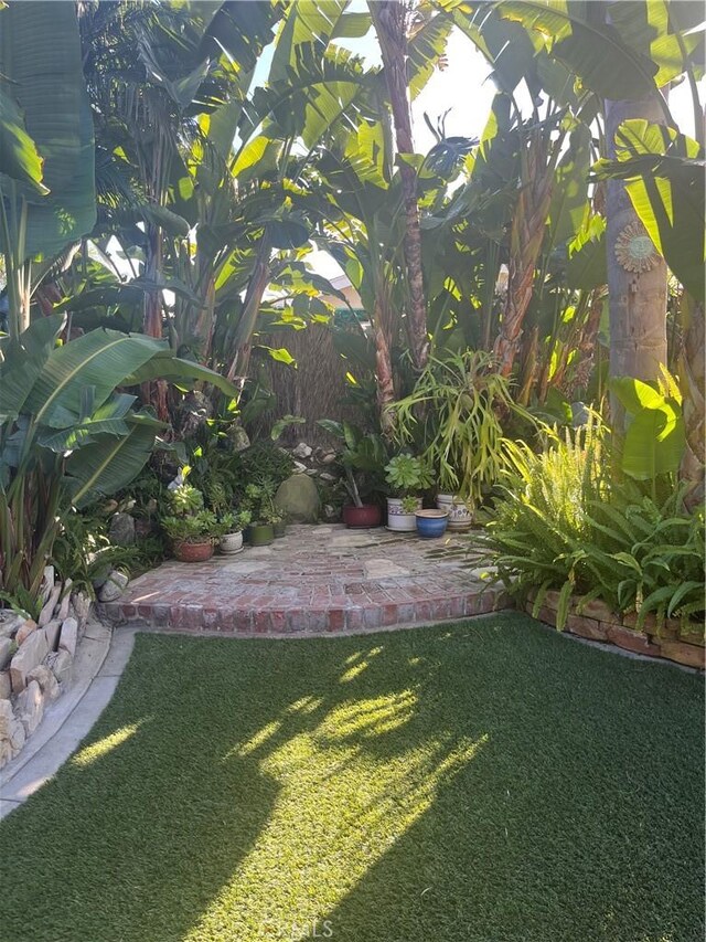 view of yard featuring a patio area and fence