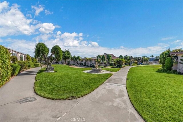 view of community featuring a residential view and a lawn