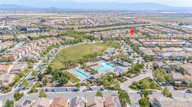 drone / aerial view with a mountain view