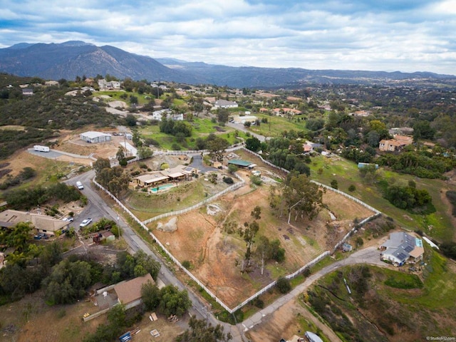 bird's eye view with a mountain view