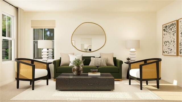 interior space featuring carpet floors and baseboards