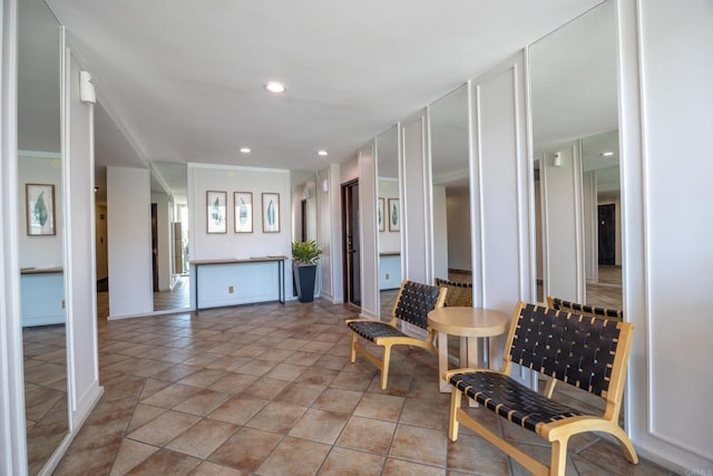 common area with recessed lighting