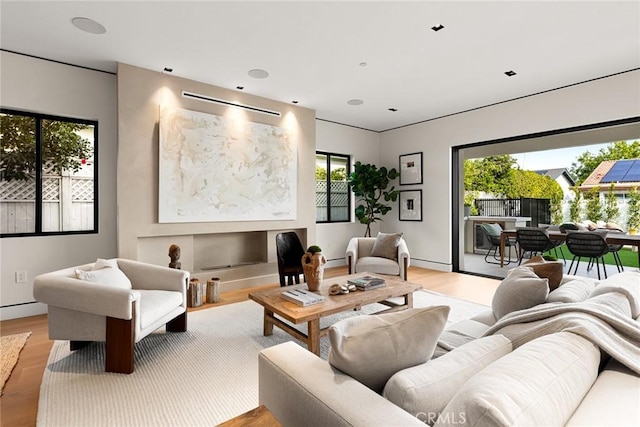 living room with light wood finished floors