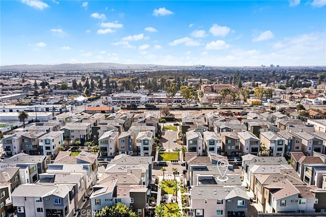 aerial view featuring a residential view and a mountain view