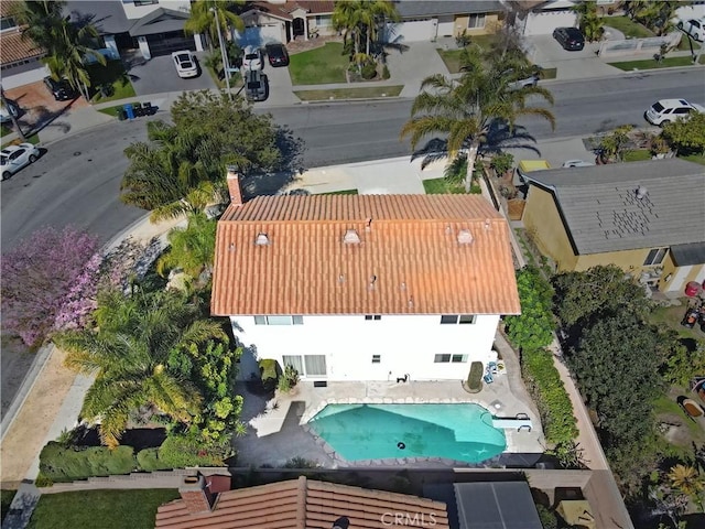 drone / aerial view with a residential view