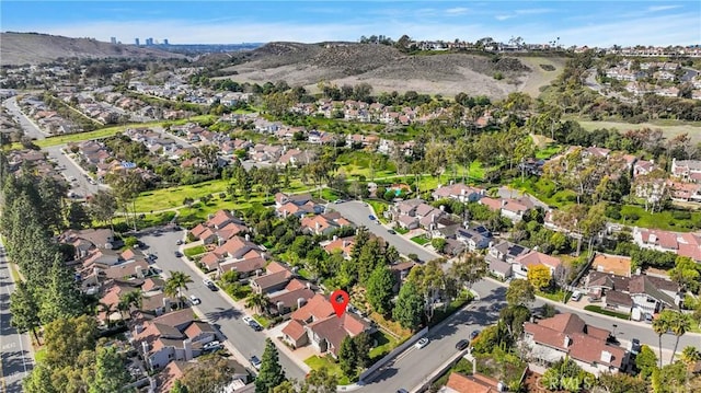 aerial view featuring a residential view and a mountain view