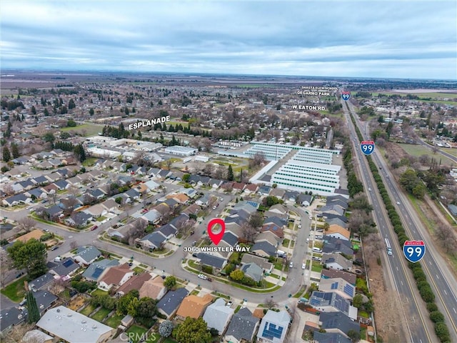 bird's eye view with a residential view