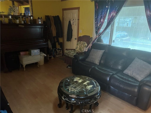 living room with wood finished floors