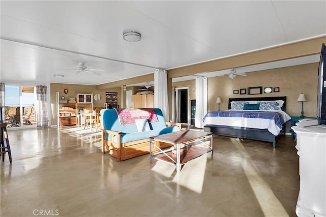 bedroom with concrete floors