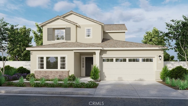 view of front of house with driveway, stucco siding, an attached garage, and a tiled roof