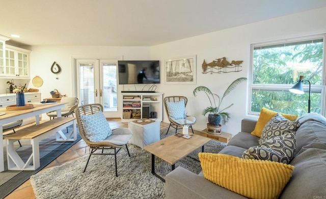 living area featuring french doors