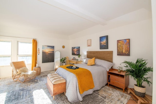 bedroom with beamed ceiling