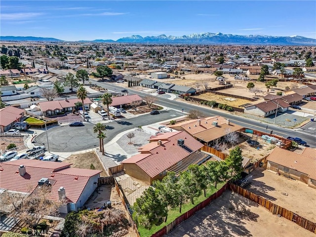 bird's eye view featuring a residential view and a mountain view