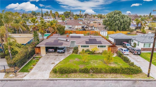 bird's eye view with a residential view