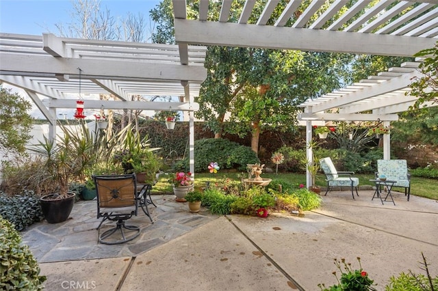 view of patio / terrace featuring a pergola