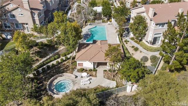 aerial view featuring a residential view