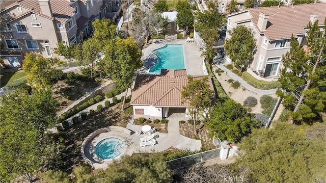 drone / aerial view with a residential view