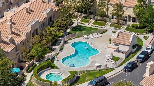 aerial view featuring a residential view