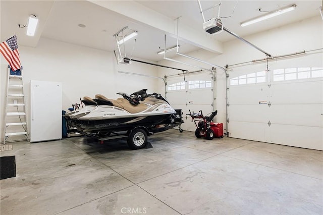 garage with a garage door opener