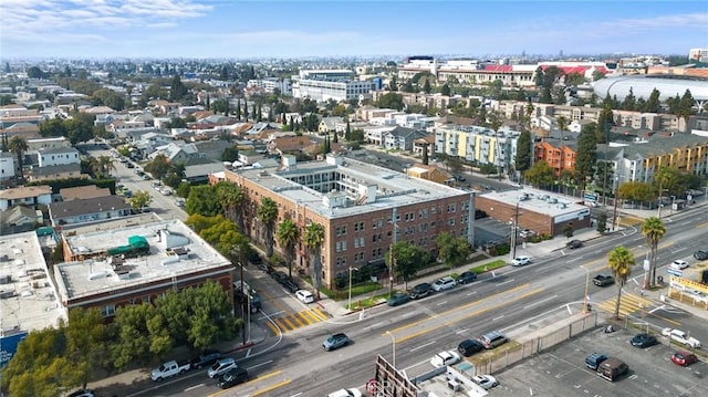 bird's eye view with a city view