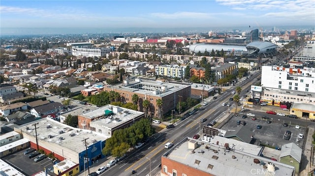 drone / aerial view with a city view