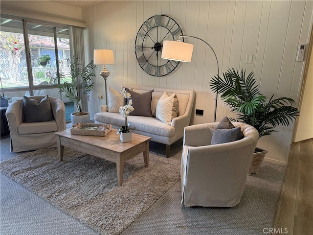 living room with wood finished floors