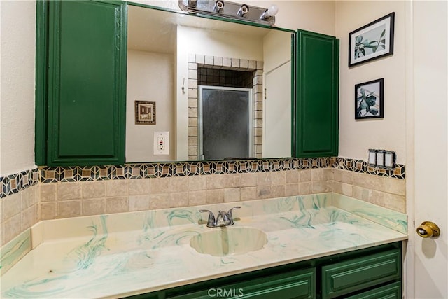 full bath featuring vanity and a stall shower