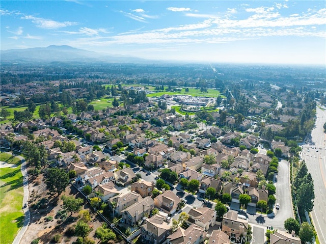 bird's eye view featuring a residential view and a mountain view