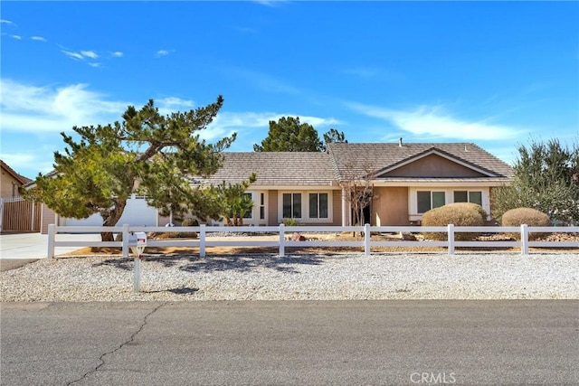 single story home featuring a fenced front yard