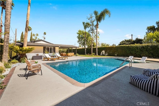 view of pool with fence, a patio area, and a fenced in pool