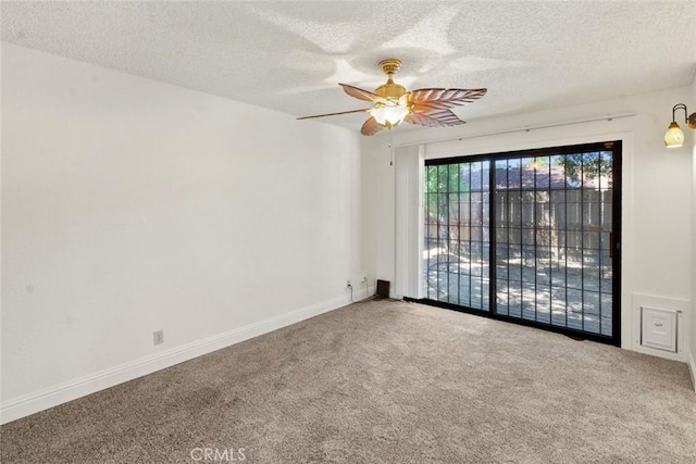 2655 Marseille Way, Stockton, CA 95209 - carpeted spare room featuring ceiling fan, a textured ceiling, and baseboards