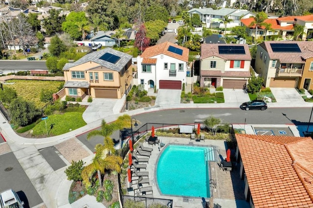 aerial view with a residential view